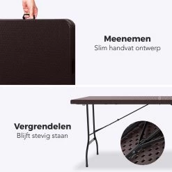 LifeGoods Klaptafel - Inklapbaar - 180 Cm - 6 Tot 8 Personen - Bruin 14 LifeGoods Klaptafel - Inklapbaar - 180 Cm - 6 Tot 8 Personen - Bruin -Gardena Winkel 1200x1200 498