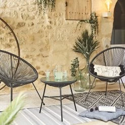 Set Van 2 Design Stoelen Ei-vormig - Acapulco Zwart - Stoelen 4 Poten Retro Design, Plastic Koorden, Binnen/buiten 9 Set Van 2 Design Stoelen Ei-vormig - Acapulco Zwart - Stoelen 4 Poten Retro Design, Plastic Koorden, Binnen/buiten -Gardena Winkel 1200x1200 50