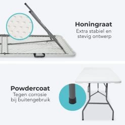 LifeGoods Klaptafel - Inklapbaar - 70x180cm - Verstelbare Vouwtafel - Weerbestendig - Wit -Gardena Winkel 1200x1200 506