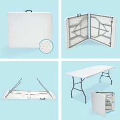 LifeGoods Klaptafel - Inklapbaar - 70x180cm - Verstelbare Vouwtafel - Weerbestendig - Wit -Gardena Winkel 1200x1200 508