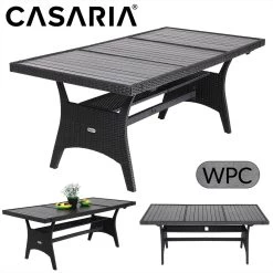Casaria Polyrattan Tuintafel - WPC Tafelblad 190x90x74 Cm – Zwart -Gardena Winkel 1200x1200 532