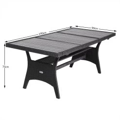 Casaria Polyrattan Tuintafel - WPC Tafelblad 190x90x74 Cm – Zwart -Gardena Winkel 1200x1200 533