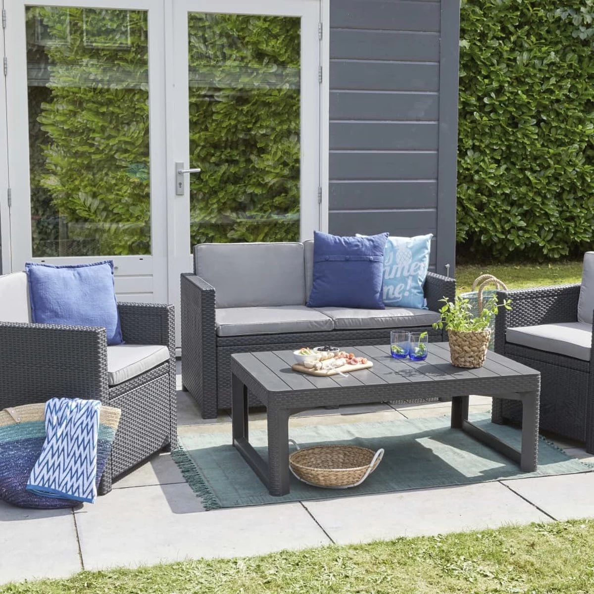 Allibert Lyon Tuintafel - 116x71,5x66/40 Cm - Grafiet 5 Allibert Lyon Tuintafel - 116x71,5x66/40 Cm - Grafiet - Afbeelding 5