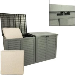 MaxxGarden Kussenbox - Tuin Opbergkist - Opbergbox - 750 L - 155x66x80 Cm - Grijs -Gardena Winkel 1200x1200 581