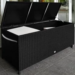 Casaria Wicker Opbergbox - Waterdicht 121,5cm Met Wielen - Grijs -Gardena Winkel 1200x1200 62