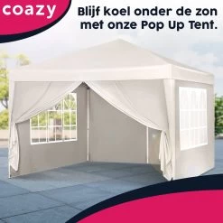 Waterdichte Partytent 3x3 Meter Opvouwbaar Met Zijwanden- Paviljoen Met Zijpanelen - Easy Up - Pop-up Tent Met Haringen, Touw En Anti Slip Poten -Gardena Winkel 1200x1200 632