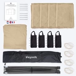 LifeGoods Partytent - 3x4.5 M - Zijwanden - Easy Up - Opvouwbaar - Waterdicht - Draagtas Met Wieltjes - Beige 13 LifeGoods Partytent - 3x4.5 M - Zijwanden - Easy Up - Opvouwbaar - Waterdicht - Draagtas Met Wieltjes - Beige -Gardena Winkel 1200x1200 650