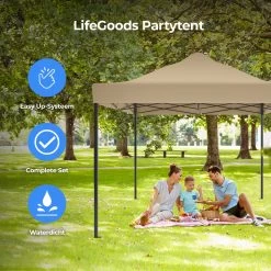 LifeGoods Partytent - 3x4.5 M - Zijwanden - Easy Up - Opvouwbaar - Waterdicht - Draagtas Met Wieltjes - Beige 17 LifeGoods Partytent - 3x4.5 M - Zijwanden - Easy Up - Opvouwbaar - Waterdicht - Draagtas Met Wieltjes - Beige -Gardena Winkel 1200x1200 654