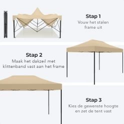 LifeGoods Partytent - 3x4.5 M - Zijwanden - Easy Up - Opvouwbaar - Waterdicht - Draagtas Met Wieltjes - Beige 18 LifeGoods Partytent - 3x4.5 M - Zijwanden - Easy Up - Opvouwbaar - Waterdicht - Draagtas Met Wieltjes - Beige -Gardena Winkel 1200x1200 655