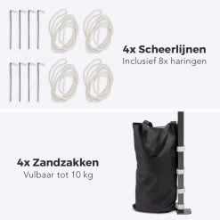 LifeGoods Partytent - 3x3 M - Zijwanden - Easy Up - Opvouwbaar - Waterdicht - Draagtas Met Wieltjes - Beige -Gardena Winkel 1200x1200 663