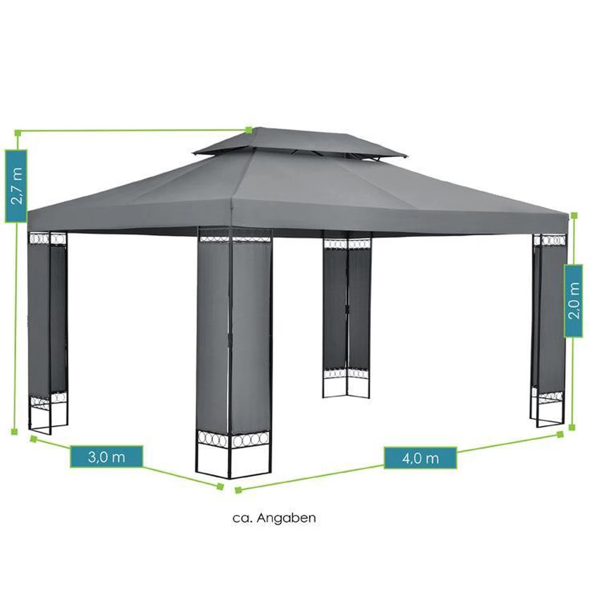 Paviljoen / Partytent - 3 X 4 Meter - Antraciet 6 Paviljoen / Partytent - 3 X 4 Meter - Antraciet - Afbeelding 6