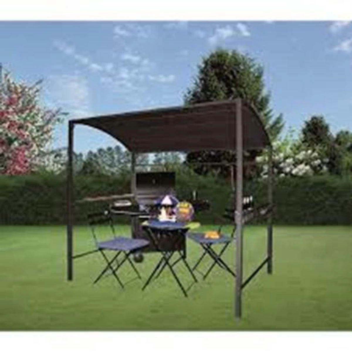 Merkloos Barbecue Overkapping Afm. 233 X 145 Cm Zwart 5 Merkloos Barbecue Overkapping Afm. 233 X 145 Cm Zwart - Afbeelding 5