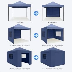 LifeGoods Partytent - 3x4.5 M - Zijwanden - Easy Up - Opvouwbaar - Waterdicht - Draagtas Met Wieltjes - Donkerblauw 17 LifeGoods Partytent - 3x4.5 M - Zijwanden - Easy Up - Opvouwbaar - Waterdicht - Draagtas Met Wieltjes - Donkerblauw -Gardena Winkel 1200x1200 704