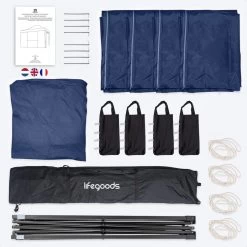 LifeGoods Partytent - 3x4.5 M - Zijwanden - Easy Up - Opvouwbaar - Waterdicht - Draagtas Met Wieltjes - Donkerblauw 19 LifeGoods Partytent - 3x4.5 M - Zijwanden - Easy Up - Opvouwbaar - Waterdicht - Draagtas Met Wieltjes - Donkerblauw -Gardena Winkel 1200x1200 706