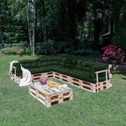Beautissu Style – Palletkussen Set – 1x Zitkussen 120x80 Cm & 1x Rugkussen 120x40 Cm – Donker Groen -Gardena Winkel 1200x1200 770