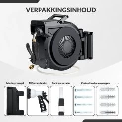 Buxibo - Wandslangenbox 20 Meter + 2 Meter - Tuinslang Met Haspel - 9 Sproei Standen - Slangenhouder 180° Draaibaar - Tuinslanghaspel Zwart+ Gratis Sproeier - Zwart -Gardena Winkel 1200x1200 818