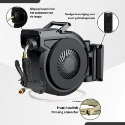 Buxibo - Wandslangenbox 20 Meter + 2 Meter - Tuinslang Met Haspel - 9 Sproei Standen - Slangenhouder 180° Draaibaar - Tuinslanghaspel Zwart+ Gratis Sproeier - Zwart -Gardena Winkel 1200x1200 823