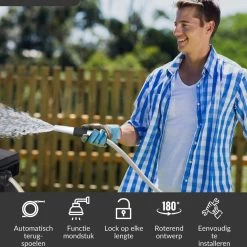 Buxibo - Wandslangenbox 20 Meter + 2 Meter - Tuinslang Met Haspel - 9 Sproei Standen - Slangenhouder 180° Draaibaar - Tuinslanghaspel Zwart+ Gratis Sproeier - Zwart -Gardena Winkel 1200x1200 824