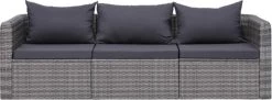 VidaXL 3-delige Loungeset Met Kussens Poly Rattan Grijs -Gardena Winkel 1200x442