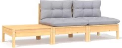 VidaXL 3-delige Loungeset Met Grijze Kussens Massief Grenenhout -Gardena Winkel 1200x477 1