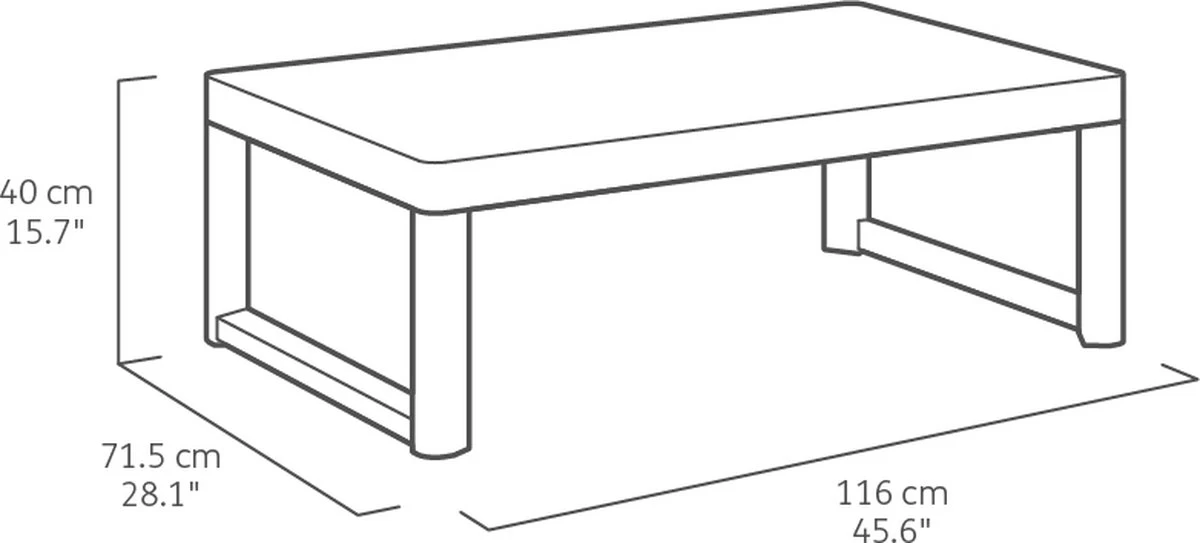 Allibert Lyon Tuintafel - 116x71,5x66/40 Cm - Grafiet 7 Allibert Lyon Tuintafel - 116x71,5x66/40 Cm - Grafiet - Afbeelding 7