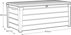 Keter Brightwood Opbergbox - 455L - 145x69,7x60,3 Cm - Grafiet -Gardena Winkel 1200x598