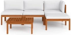 Decoways - 5-delige Loungeset Met Kussens Massief Acaciahout Crèmekleurig -Gardena Winkel 1200x607 2