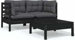 VidaXL 3-delige Loungeset Met Kussens Massief Grenenhout Zwart -Gardena Winkel 1200x648 1