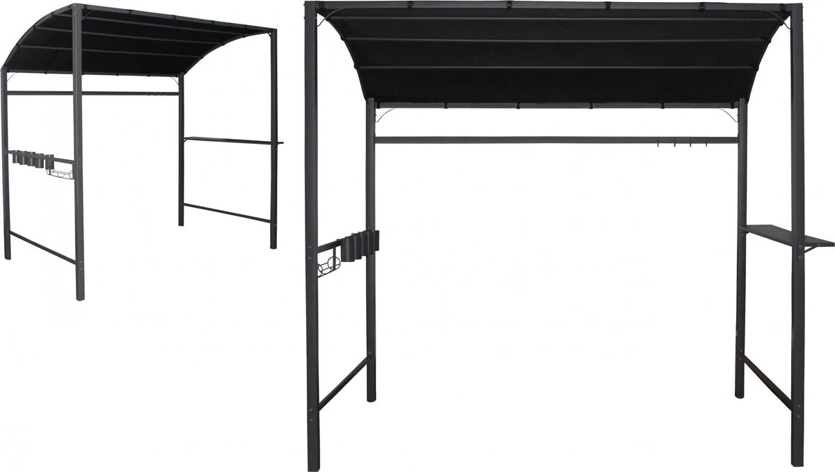 Merkloos Barbecue Overkapping Afm. 233 X 145 Cm Zwart 4 Merkloos Barbecue Overkapping Afm. 233 X 145 Cm Zwart - Afbeelding 4