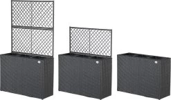 Casaria Polyrattan Plantenbak - Met Klimoprek - 3 Bakken Zwart -Gardena Winkel 1200x704 2