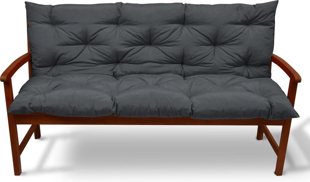 Beautissu Tuinbank Kussen Flair BR - Kussens Voor Tuinmeubelen 120 X 50 X 50 Cm Grafiet Grijs - Zitkussen En Rugkussen 2 Beautissu Tuinbank Kussen Flair BR - Kussens Voor Tuinmeubelen 120 X 50 X 50 Cm Grafiet Grijs - Zitkussen En Rugkussen - Afbeelding 2