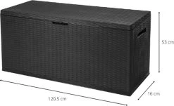 Verrijdbare Tuinkussen Opbergbox - Rattan Look - Zwart - 350 Liter 15 Verrijdbare Tuinkussen Opbergbox - Rattan Look - Zwart - 350 Liter -Gardena Winkel 1200x733 1
