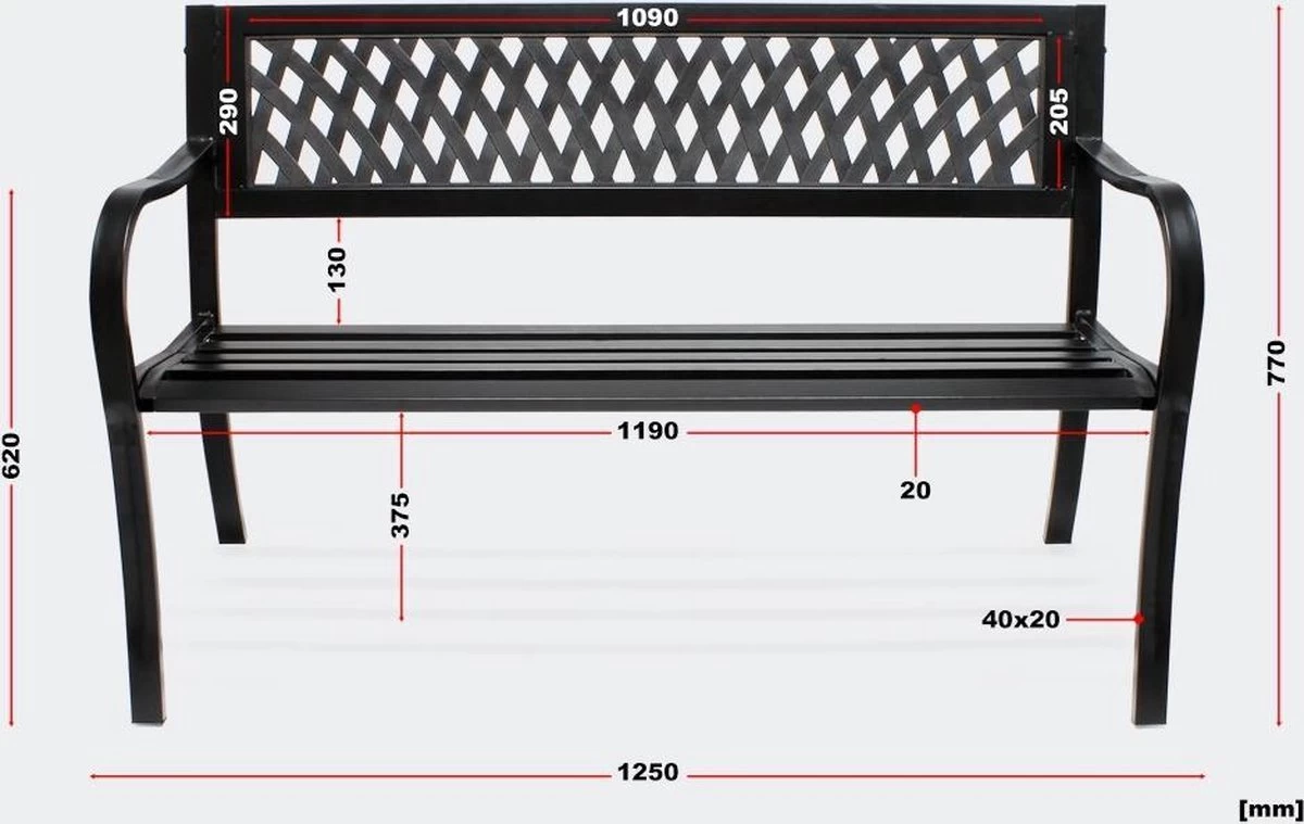 Tuinbank - Marijke -Tuinbankje - Tuinbank Metaal - Tuinbank Hout - Weersbestendig - 126 X 53 X 77 Cm 5 Tuinbank - Marijke -Tuinbankje - Tuinbank Metaal - Tuinbank Hout - Weersbestendig - 126 X 53 X 77 Cm - Afbeelding 5