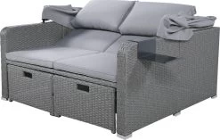 Polyrattan Patio Rieten Meubels Set Voor 2 Personen-Outdoor Rattan Sofa Set Met Intrekbare Luifel-lounge Bank-PE Rotan Loveseat Voor Achtertuin Veranda Tuin Zwembad Balkon-grijs -Gardena Winkel 1200x761