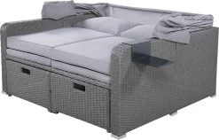 Polyrattan Patio Rieten Meubels Set Voor 2 Personen-Outdoor Rattan Sofa Set Met Intrekbare Luifel-lounge Bank-PE Rotan Loveseat Voor Achtertuin Veranda Tuin Zwembad Balkon-grijs -Gardena Winkel 1200x769