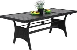 Casaria Polyrattan Tuintafel - WPC Tafelblad 190x90x74 Cm – Zwart -Gardena Winkel 1200x783 5