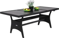 Casaria Polyrattan Tuintafel - WPC Tafelblad 190x90x74 Cm – Zwart -Gardena Winkel 1200x784