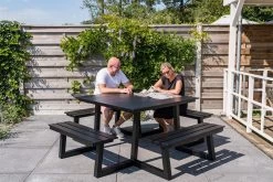 MaximaVida Vierkante Aluminium Picknicktafel Dex 215 Cm Zwart - Lage Instap -Gardena Winkel 1200x800 131
