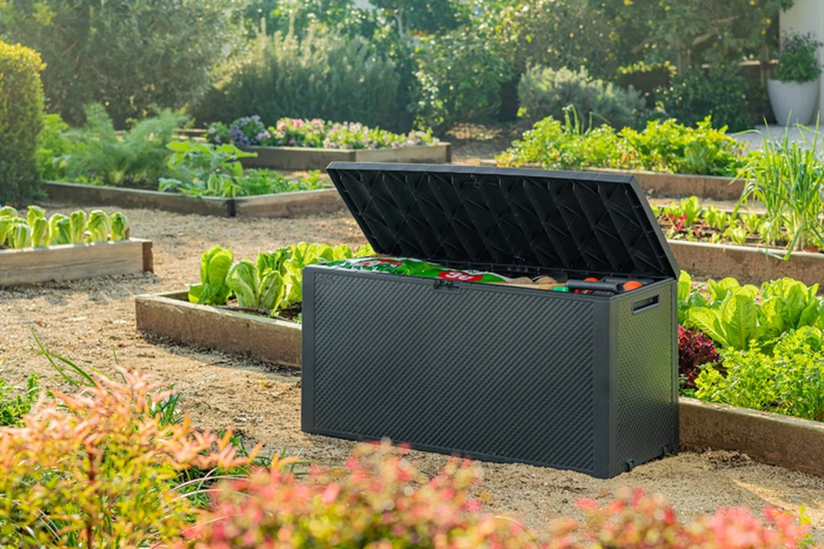 Keter Emily Opbergbox - 118x45x57 Cm - 270L - Grafiet 6 Keter Emily Opbergbox - 118x45x57 Cm - 270L - Grafiet - Afbeelding 6