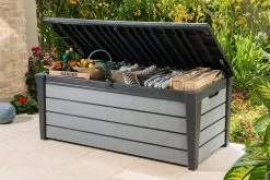 Keter Brushwood Opbergbox - Kussenbox - 455L - 145x69,7x60,3cm - Grafiet -Gardena Winkel 1200x800 153