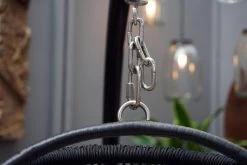 Merkloos Hangstoel Norway - Zwart Wicker & Touw Luxe Egg Hangstoel Met Dikke Antraciete Kussens Met Frame - Inklapbare Basket -Gardena Winkel 1200x800 67