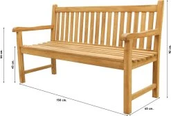 Teak Houten Tuinbank Bison - 150 Cm. -Gardena Winkel 1200x812