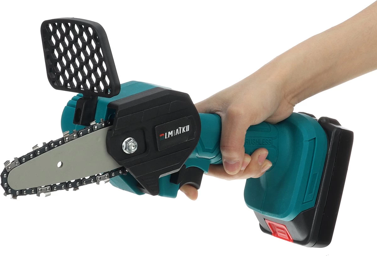 Merkloos Mini Accu Kettingzaag - 4 Inch Elektrische Boomzaag - Handkettingzaag - Met 2 Accu En 1 Oplader - Voor Tuinboom Ranch Bomen Snijden Hout- Blauw 10 Merkloos Mini Accu Kettingzaag - 4 Inch Elektrische Boomzaag - Handkettingzaag - Met 2 Accu En 1 Oplader - Voor Tuinboom Ranch Bomen Snijden Hout- Blauw - Afbeelding 10