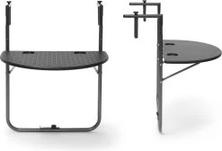 Relaxdays Balkontafel Inklapbaar, Balkon Tafel Rotan, Hangtafel Reling - Zwart -Gardena Winkel 1200x817
