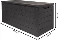 Merkloos Woody Tuin Opbergbox - 324 Liter 45x120x60 Cm - Tuinkussenbox - Antraciet/bruin -Gardena Winkel 1200x823 2