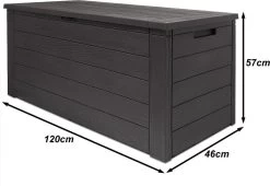 Merkloos Woody Tuin Opbergbox - 324 Liter 45x120x60 Cm - Tuinkussenbox - Antraciet/bruin -Gardena Winkel 1200x826 1