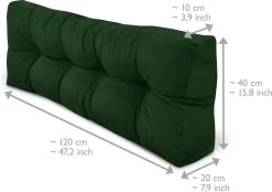 Beautissu Style – Palletkussen Set – 1x Zitkussen 120x80 Cm & 1x Rugkussen 120x40 Cm – Donker Groen -Gardena Winkel 1200x847 3