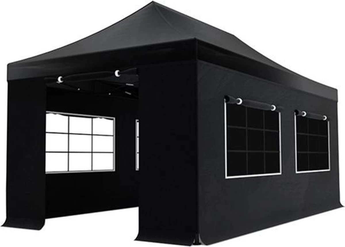 Easy Up 3x6m Zwart Luxe Partytent Opvouwbaar 1 Easy Up 3x6m Zwart Luxe Partytent Opvouwbaar