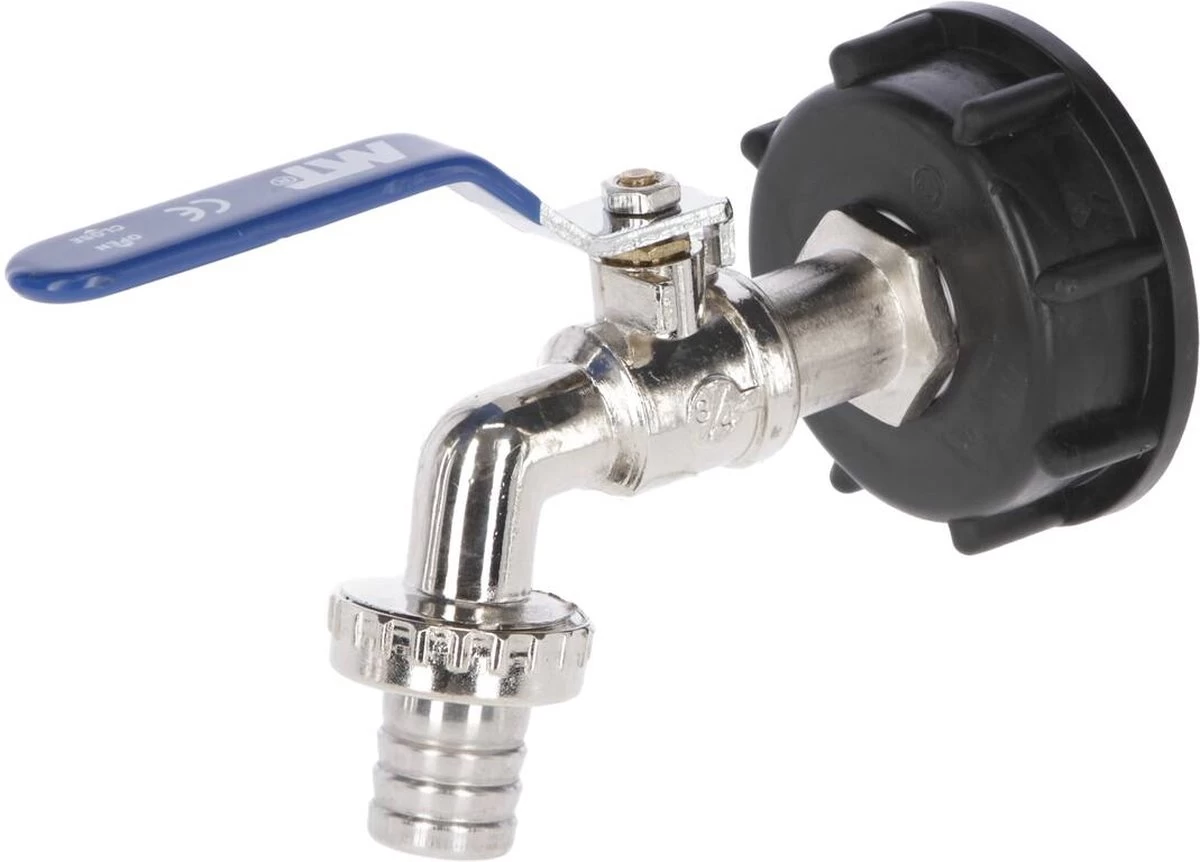 Puteus Adapter Voor IBC-containers - 3/4 Schroefdraad - Kogelkraan Met Slangaansluiting 1 Puteus Adapter Voor IBC-containers - 3/4 Schroefdraad - Kogelkraan Met Slangaansluiting