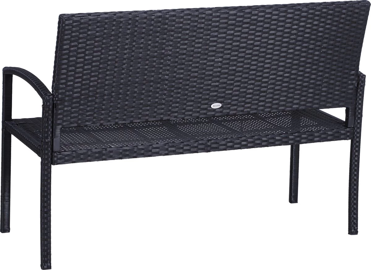 Outsunny Polyrotan Tuinbank 2-zits Parkbank Bank Staal Zwart 867-022 4 Outsunny Polyrotan Tuinbank 2-zits Parkbank Bank Staal Zwart 867-022 - Afbeelding 4